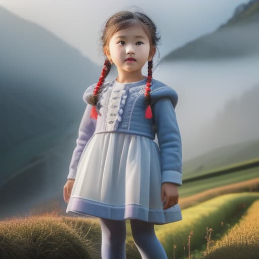  wonderful, little girl hyperrealistic, full body, detailed clothing, highly detailed, cinematic lighting, stunningly beautiful, intricate, sharp focus, f/1. 8, 85mm, (centered image composition), (professionally color graded), ((bright soft diffused light)), volumetric fog, trending on instagram, trending on tumblr, HDR 4K, 8K
