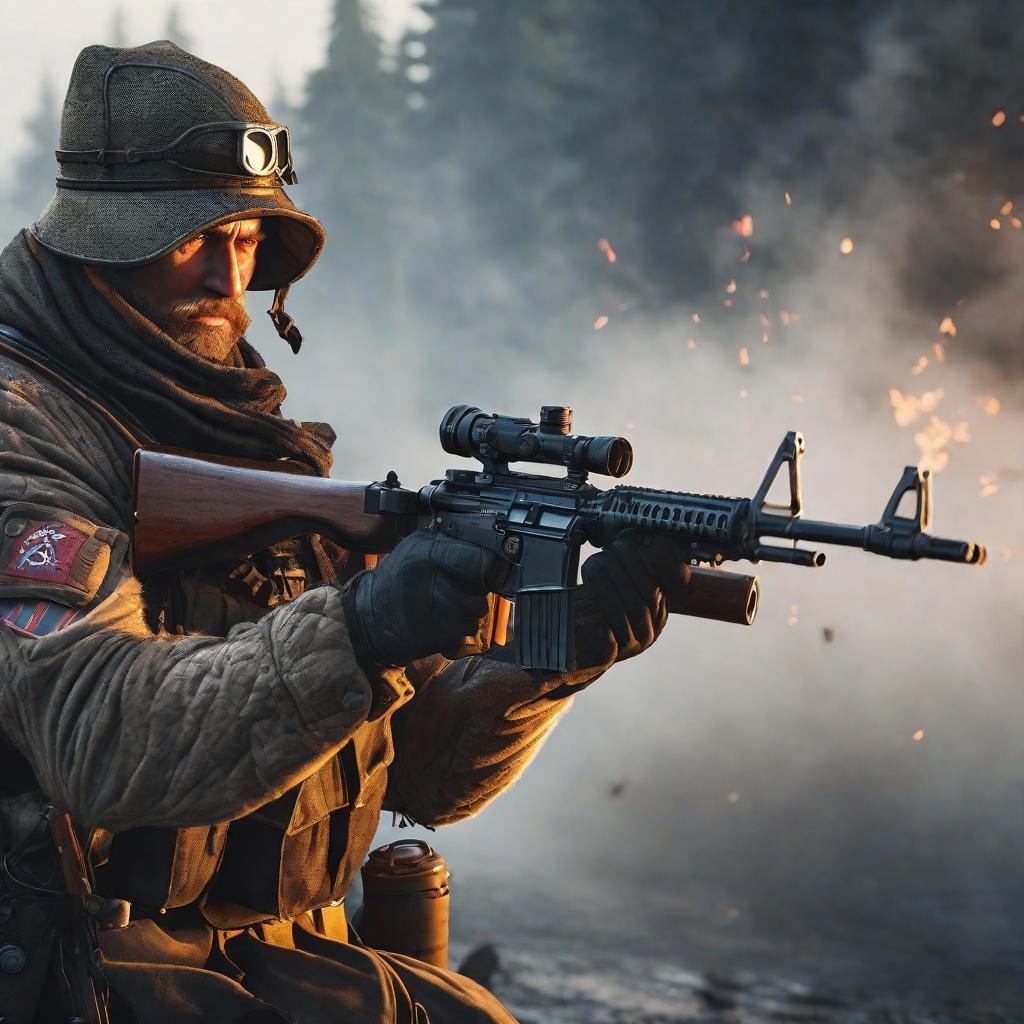  Draw a russian weapon hyperrealistic, full body, detailed clothing, highly detailed, cinematic lighting, stunningly beautiful, intricate, sharp focus, f/1. 8, 85mm, (centered image composition), (professionally color graded), ((bright soft diffused light)), volumetric fog, trending on instagram, trending on tumblr, HDR 4K, 8K