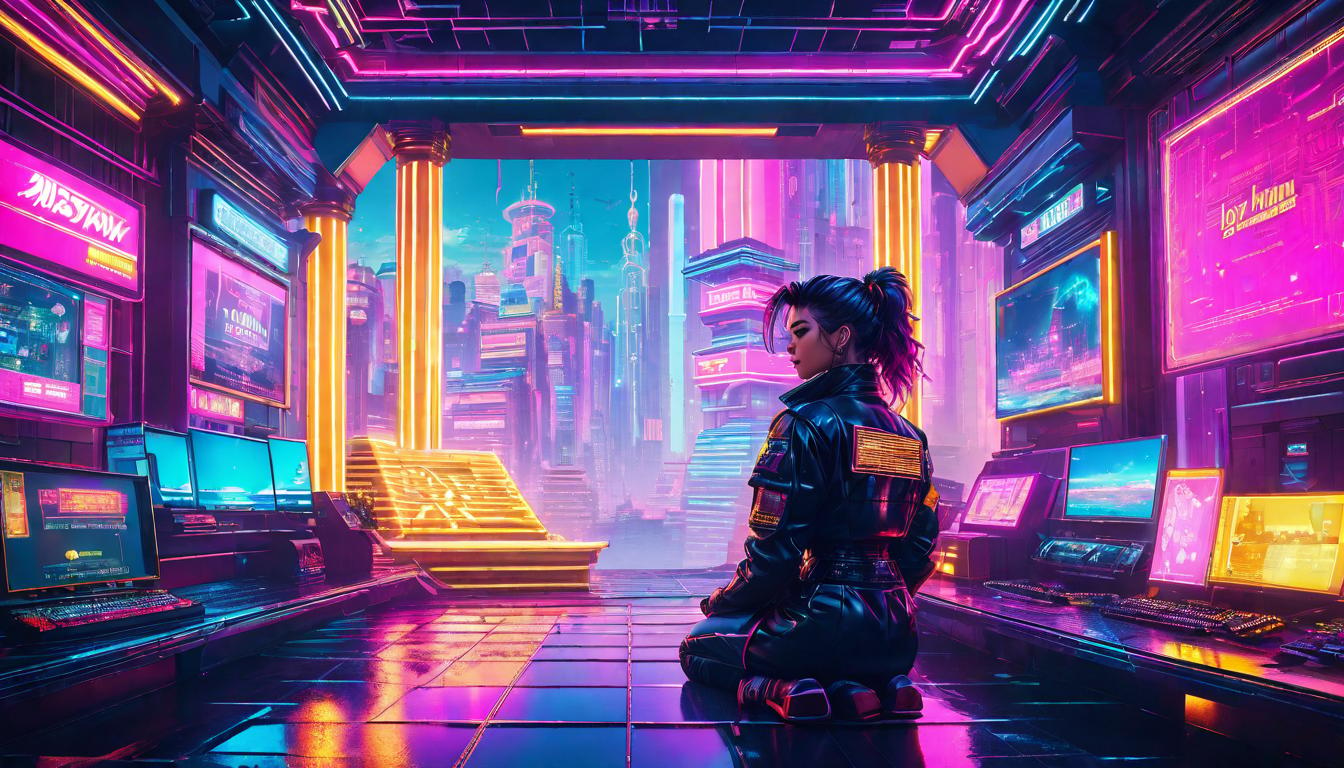  vaporwave,cyberpunk game style A montage of varied scenes: joy, sorrow, tranquility, and turmoil, surrounded by a golden frame of awareness, portraying the full embrace of every life moment.eon, dystopian, futuristic, digital, vibrant, detailed, high contrast, reminiscent of cyberpunk genre video games,retro aesthetic, cyberpunk, vibrant, neon colors, vintage 80s and 90s style, highly detailed