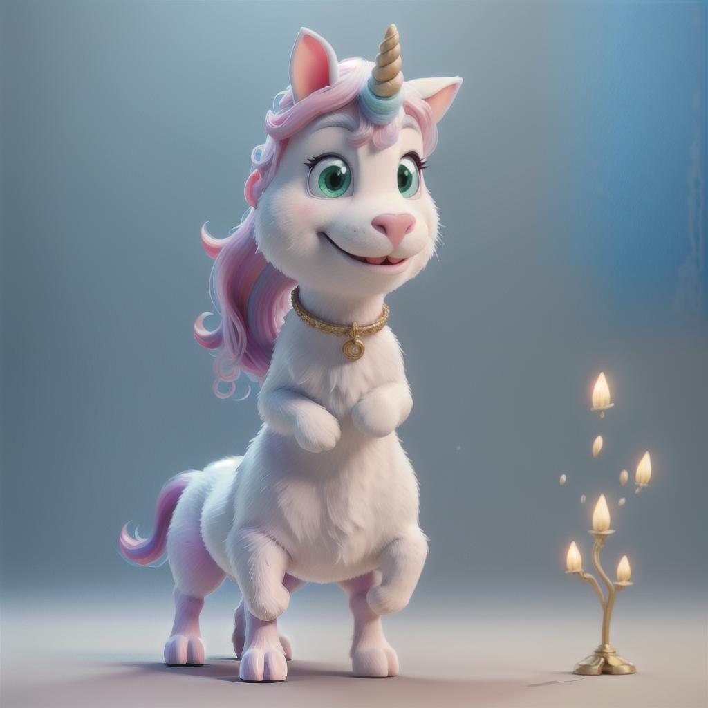  Unicorn, Cute baby Unicorn, Pixar style hyperrealistic, full body, detailed clothing, highly detailed, cinematic lighting, stunningly beautiful, intricate, sharp focus, f/1. 8, 85mm, (centered image composition), (professionally color graded), ((bright soft diffused light)), volumetric fog, trending on instagram, trending on tumblr, HDR 4K, 8K