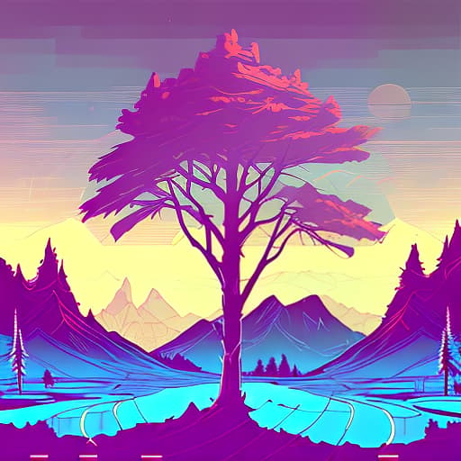 nvinkpunk Whimsical trees and mountains