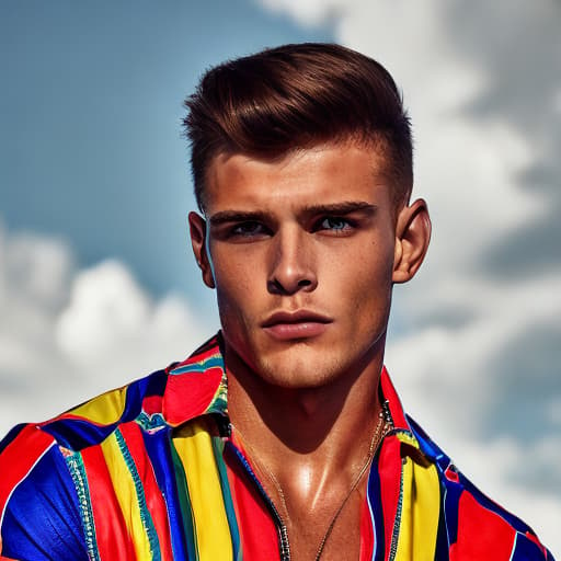 portrait+ style Russian queer junior IFBB brunette hunk dude face