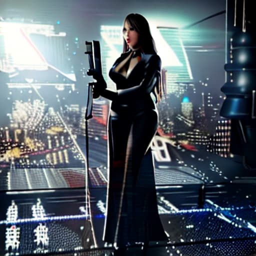  A mafioso girl is standing with a machine gun. hyperrealistic, full body, detailed clothing, highly detailed, cinematic lighting, stunningly beautiful, intricate, sharp focus, f/1. 8, 85mm, (centered image composition), (professionally color graded), ((bright soft diffused light)), volumetric fog, trending on instagram, trending on tumblr, HDR 4K, 8K