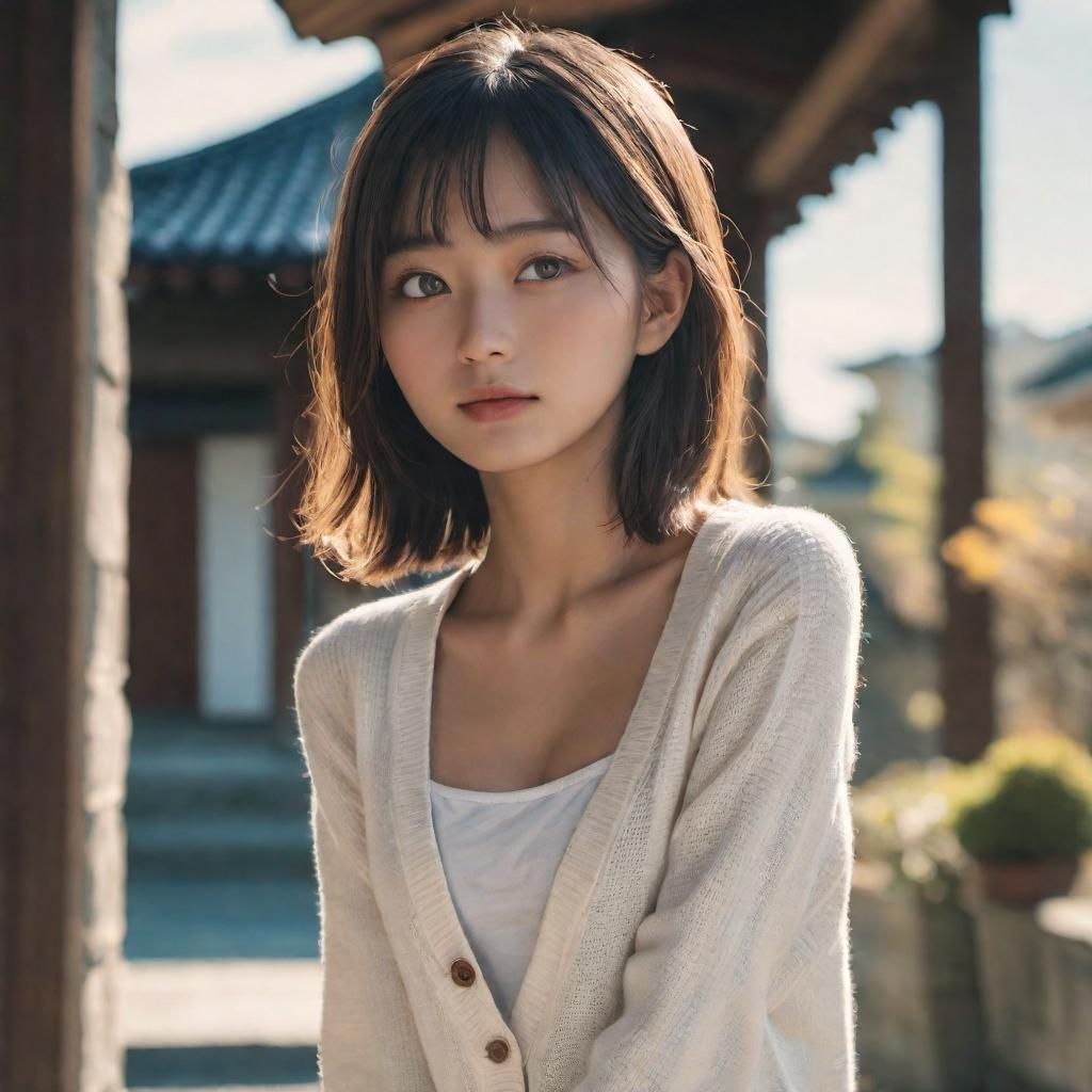  (masterpiece, best quality, 8k, hdr, film grain),cinematic lighting, photo of Japanese 20 yo girl in white cardigan,perfect eyes, skin blemish,detailed skin,