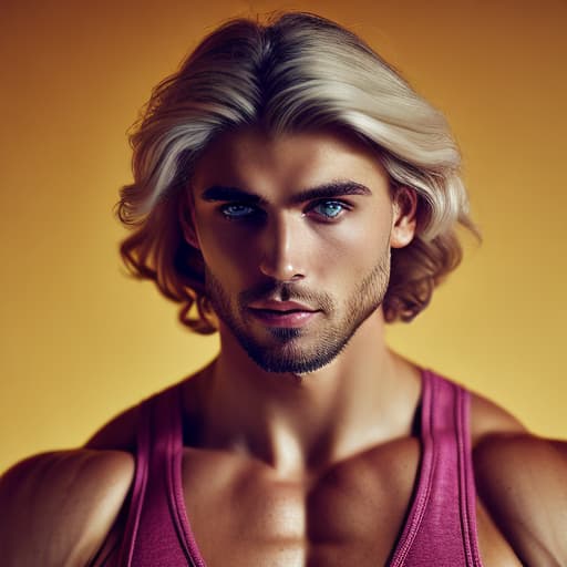 portrait+ style russian queer fitness model blonde hunk dude face