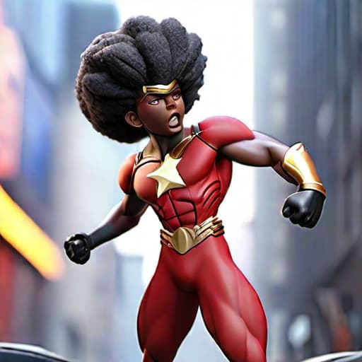  afro American super hero charging up kenetic powers within busy metropolitan hyperrealistic, full body, detailed clothing, highly detailed, cinematic lighting, stunningly beautiful, intricate, sharp focus, f/1. 8, 85mm, (centered image composition), (professionally color graded), ((bright soft diffused light)), volumetric fog, trending on instagram, trending on tumblr, HDR 4K, 8K