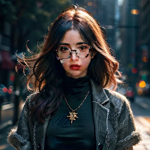  girl with glasses hyperrealistic, full body, detailed clothing, highly detailed, cinematic lighting, stunningly beautiful, intricate, sharp focus, f/1. 8, 85mm, (centered image composition), (professionally color graded), ((bright soft diffused light)), volumetric fog, trending on instagram, trending on tumblr, HDR 4K, 8K