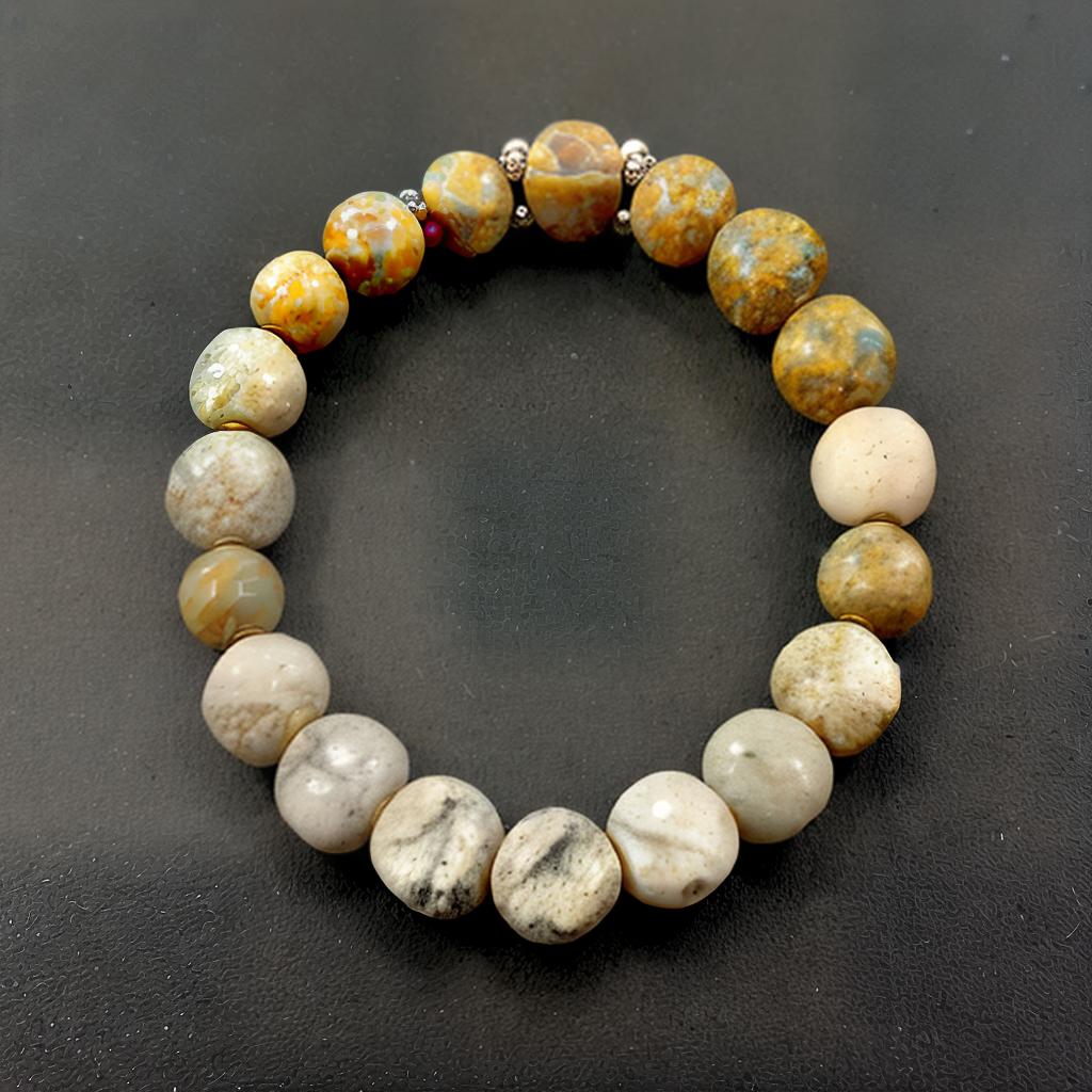  Natural stone bracelets with Dzi beads