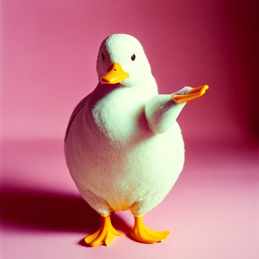 analog style a duck dancing in panties, animal, 3d