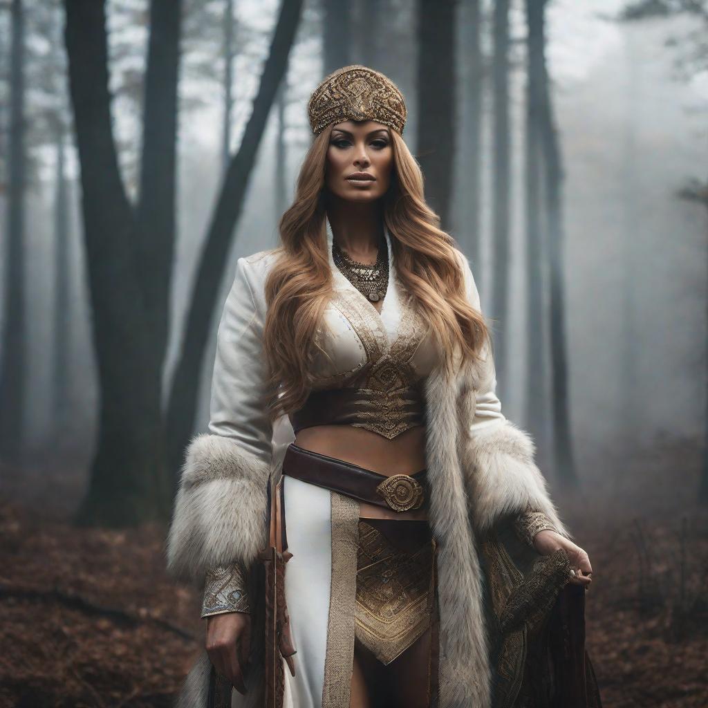  mystik på godset hyperrealistic, full body, detailed clothing, highly detailed, cinematic lighting, stunningly beautiful, intricate, sharp focus, f/1. 8, 85mm, (centered image composition), (professionally color graded), ((bright soft diffused light)), volumetric fog, trending on instagram, trending on tumblr, HDR 4K, 8K