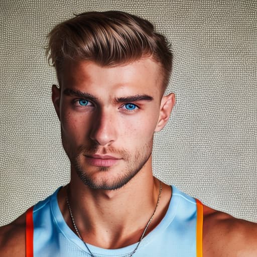 portrait+ style russian queer fitness model blonde very cute dude face