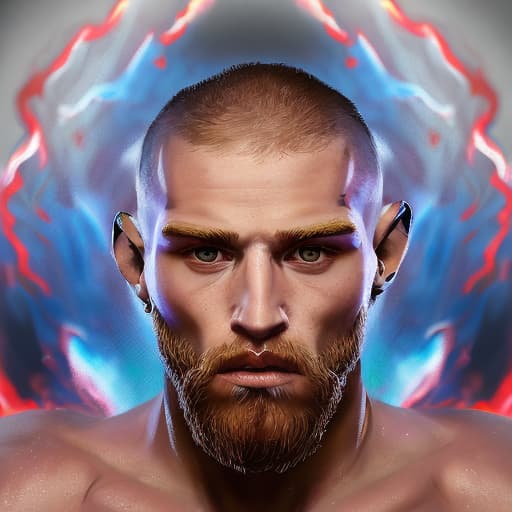 portrait+ style Russian MMA artist queer blonde hunk dude face