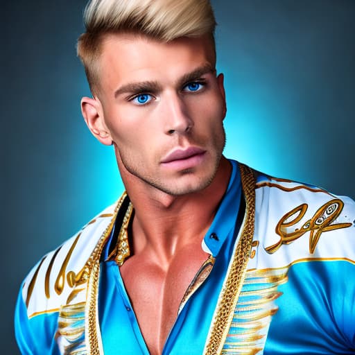 portrait+ style Russian IFBB queer blonde hunk dude facw