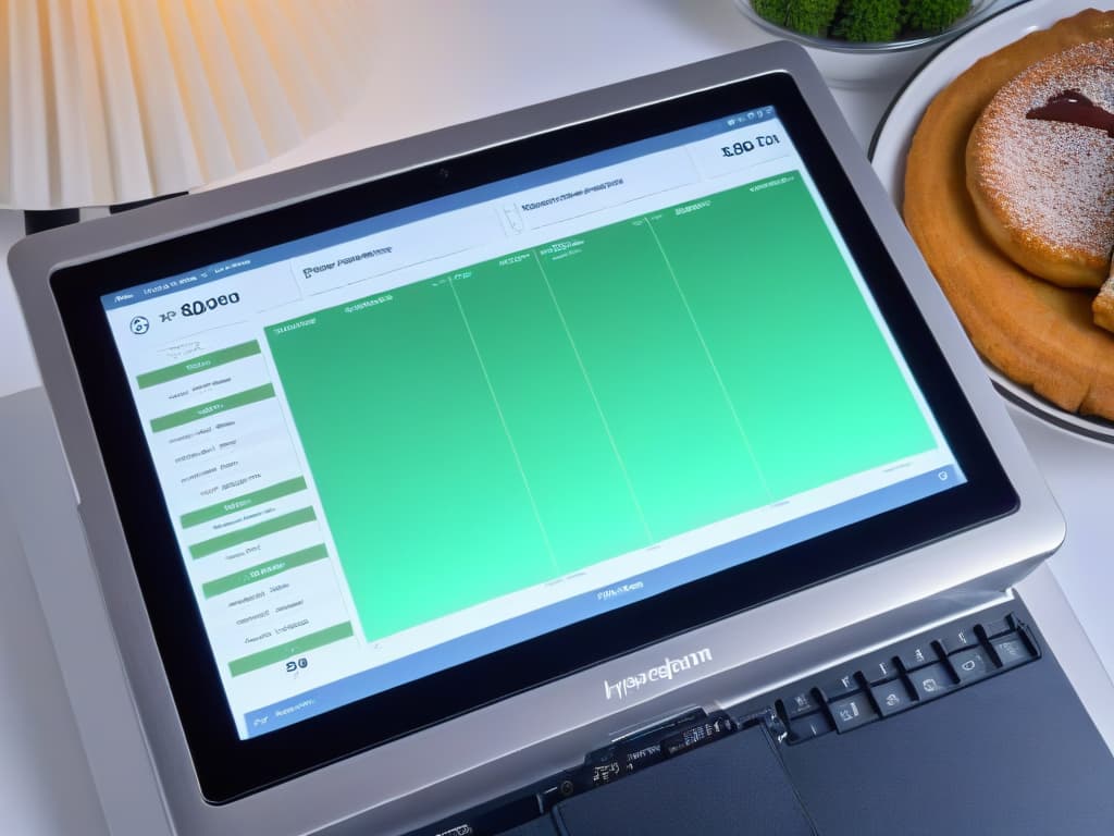  A closeup, ultradetailed image of a sleek, modern tablet displaying a sophisticated cost analysis software interface specifically designed for pastry designers. The screen shows intricate graphs and charts detailing ingredient costs, profit margins, and pricing strategies, all in a minimalist and professional aesthetic. The colors are muted and sophisticated, with a focus on usability and clean design. hyperrealistic, full body, detailed clothing, highly detailed, cinematic lighting, stunningly beautiful, intricate, sharp focus, f/1. 8, 85mm, (centered image composition), (professionally color graded), ((bright soft diffused light)), volumetric fog, trending on instagram, trending on tumblr, HDR 4K, 8K