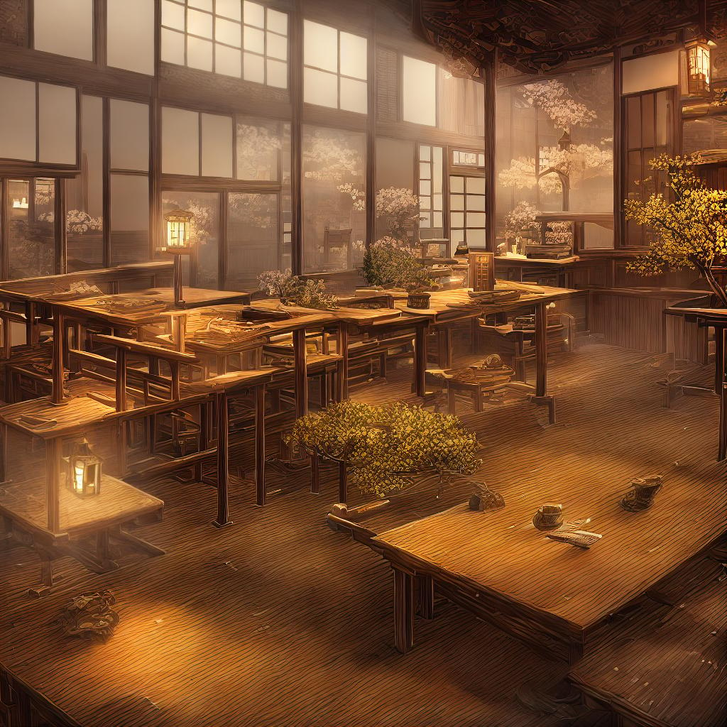  ((masterpiece)), (((best quality))), 8k, high detailed, ultra-detailed. A girl sitting in a classroom. A classroom, ((traditional style)) with ((wooden furniture)) and ((chalkboard)), a bookshelf filled with ((ancient manuscripts)) and ((scientific instruments)), dimly lit by a ((warm candlelight)), and outside the window, a serene ((Japanese garden)) with a small pond and cherry blossom trees. hyperrealistic, full body, detailed clothing, highly detailed, cinematic lighting, stunningly beautiful, intricate, sharp focus, f/1. 8, 85mm, (centered image composition), (professionally color graded), ((bright soft diffused light)), volumetric fog, trending on instagram, trending on tumblr, HDR 4K, 8K
