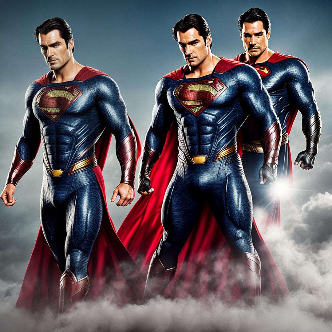  Create an image of henry cavil and dean Cain wearing the Superman costume fighting each other and please make it look real hyperrealistic, full body, detailed clothing, highly detailed, cinematic lighting, stunningly beautiful, intricate, sharp focus, f/1. 8, 85mm, (centered image composition), (professionally color graded), ((bright soft diffused light)), volumetric fog, trending on instagram, trending on tumblr, HDR 4K, 8K