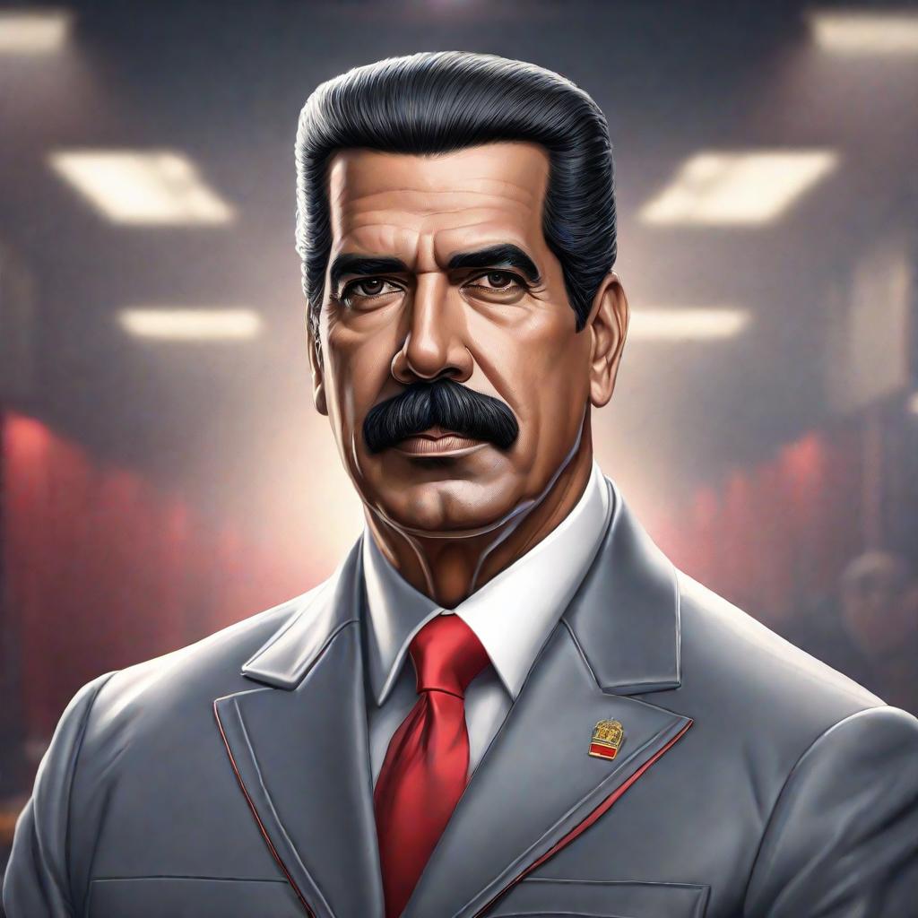  Nicolas maduro dictador hyperrealistic, full body, detailed clothing, highly detailed, cinematic lighting, stunningly beautiful, intricate, sharp focus, f/1. 8, 85mm, (centered image composition), (professionally color graded), ((bright soft diffused light)), volumetric fog, trending on instagram, trending on tumblr, HDR 4K, 8K