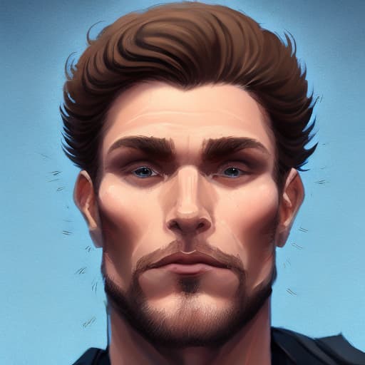 portrait+ style Russian queer IFBB brunette hunk dilf dude face