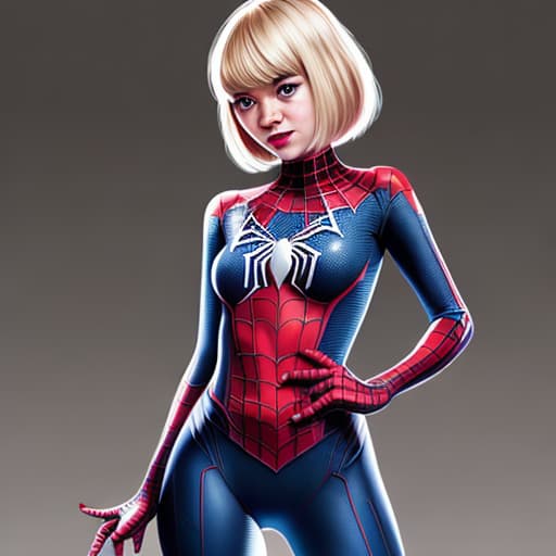  Gwen Stacey in her tight Spider-Man outfit, very detailed