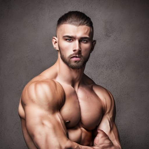 portrait+ style Russian queer fitness model brunette hunk dude face