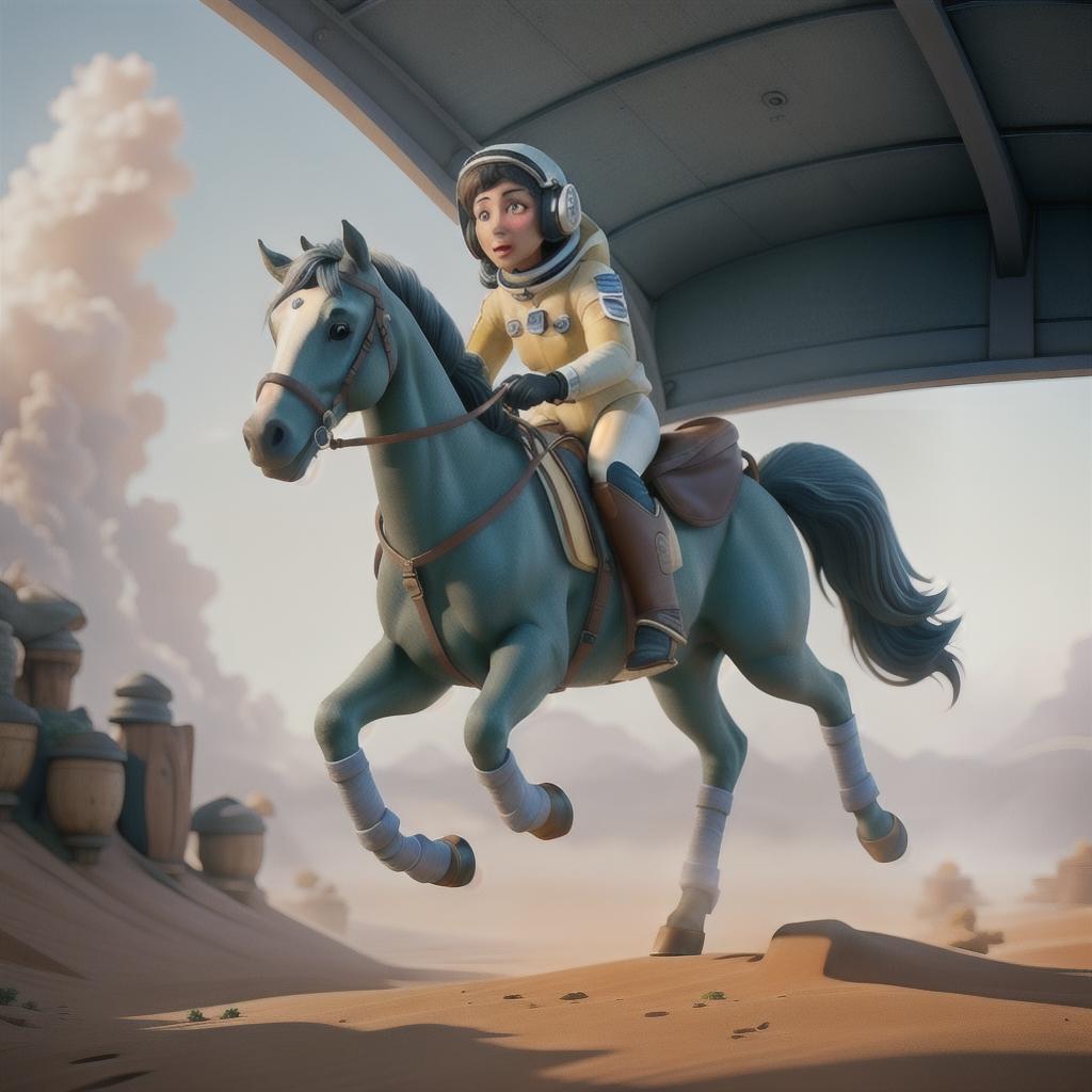  A photograph of an astronaut riding a horse hyperrealistic, full body, detailed clothing, highly detailed, cinematic lighting, stunningly beautiful, intricate, sharp focus, f/1. 8, 85mm, (centered image composition), (professionally color graded), ((bright soft diffused light)), volumetric fog, trending on instagram, trending on tumblr, HDR 4K, 8K