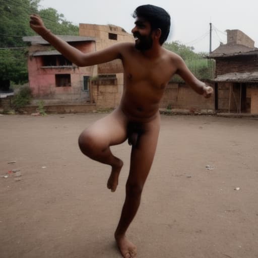  a Indian naked guy dancing in village