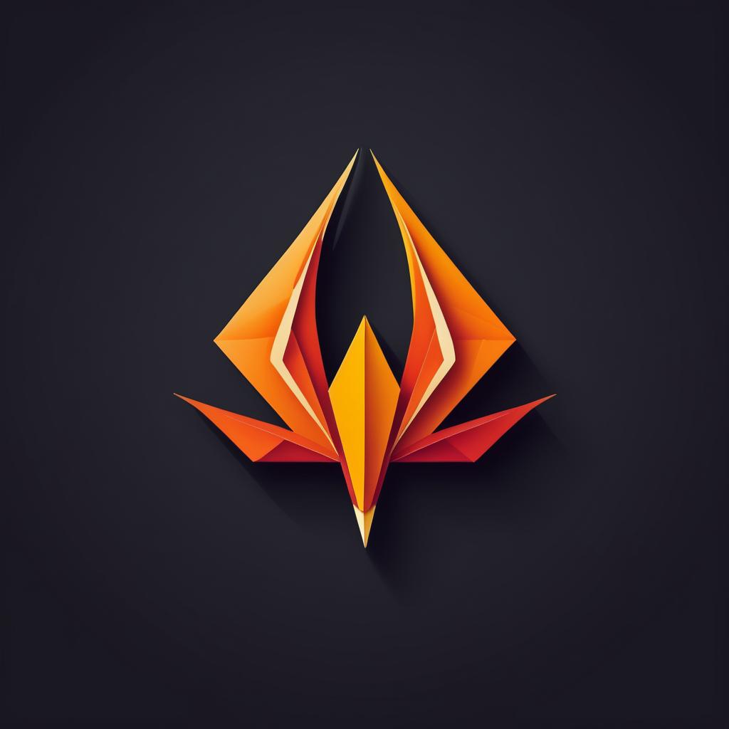  Logo, (origami style), Flame logo