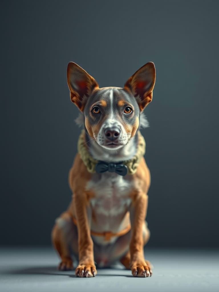  a lack dog hyperrealistic, full body, detailed clothing, highly detailed, cinematic lighting, stunningly beautiful, intricate, sharp focus, f/1. 8, 85mm, (centered image composition), (professionally color graded), ((bright soft diffused light)), volumetric fog, trending on instagram, trending on tumblr, HDR 4K, 8K