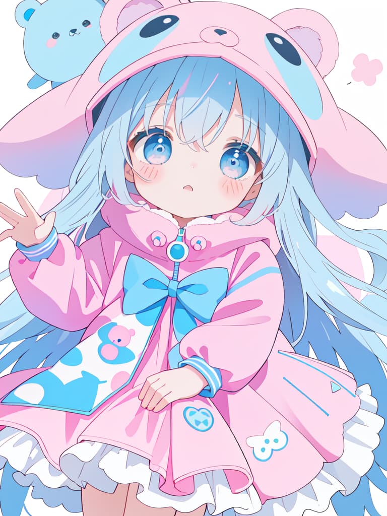  A girl and a boy's baby, a pink bear jacket and a blue bear jacket, blue and pink pacifiers, cute, Babbab, masterpiece, best quality,8k,ultra detailed,high resolution,an extremely delicate and beautiful,hyper detail