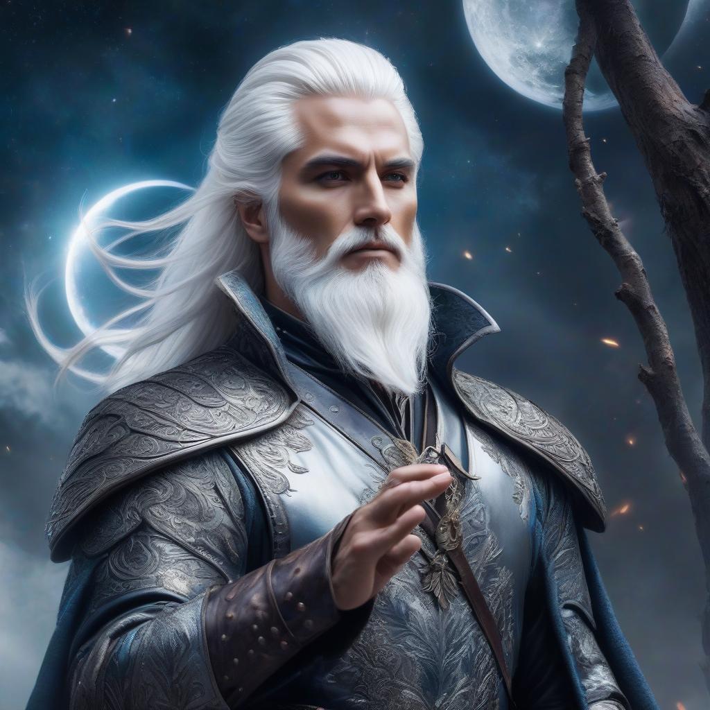  ethereal fantasy concept art of A man, white hair, Iroquois, medieval leather clothing. . magnificent, celestial, ethereal, painterly, epic, majestic, magical, fantasy art, cover art, dreamy hyperrealistic, full body, detailed clothing, highly detailed, cinematic lighting, stunningly beautiful, intricate, sharp focus, f/1. 8, 85mm, (centered image composition), (professionally color graded), ((bright soft diffused light)), volumetric fog, trending on instagram, trending on tumblr, HDR 4K, 8K