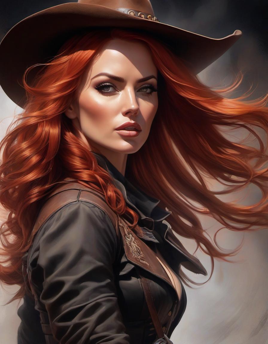  typographic art Wild west gunslinger, female, long red hair, beautiful face, wild west outlaw, portrait, clear details, crisp quality, cartoon style, art by artgerm, art by wlop . stylized, intricate, detailed, artistic, text based hyperrealistic, full body, detailed clothing, highly detailed, cinematic lighting, stunningly beautiful, intricate, sharp focus, f/1. 8, 85mm, (centered image composition), (professionally color graded), ((bright soft diffused light)), volumetric fog, trending on instagram, trending on tumblr, HDR 4K, 8K