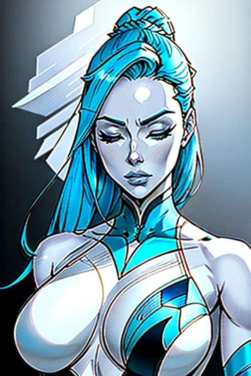  Drawn concept art, a , blue patterns all over her body, porcelain skin, ballerina, blue hair, blue shadows on eyes, eyes closed. Full representation, concept ART, drawing from two sides. Porcelain skin, large s with s, ., Sketch, Manga Sketch, Pencil drawing, Black and White, Manga, Manga style, Low detail, Line art, vector art, Monochromatic, by katsuhiro otomo and masamune shirow and studio ghilibi and yukito kishiro hyperrealistic, full body, detailed clothing, highly detailed, cinematic lighting, stunningly beautiful, intricate, sharp focus, f/1. 8, 85mm, (centered image composition), (professionally color graded), ((bright soft diffused light)), volumetric fog, trending on instagram, trending on tumblr, HDR 4K, 8K