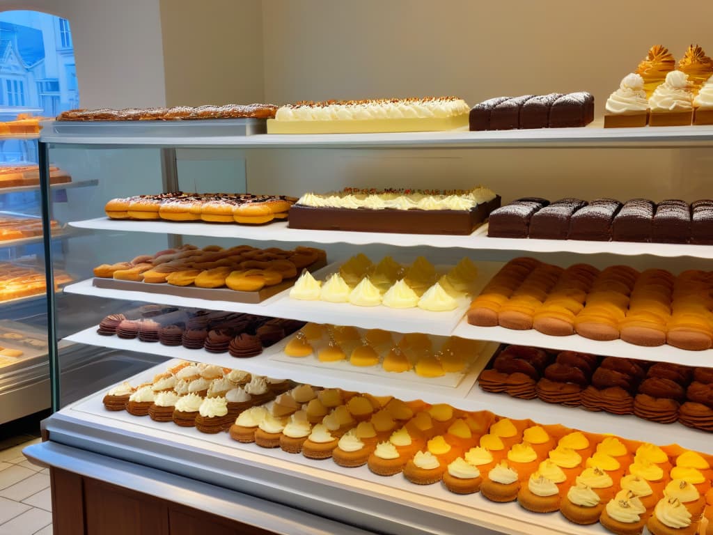  A highresolution, minimalist image of a vintage bakery with shelves filled with beautifully decorated cakes, pastries, and cookies from the first half of the 20th century. The scene captures the essence of elegance and craftsmanship in pastrymaking during the prewar era, showcasing intricate designs and delicate confections that were popular at the time. The color palette is muted yet rich, highlighting the artistry and attention to detail that characterized the pastry industry before the turmoil of the Second World War. hyperrealistic, full body, detailed clothing, highly detailed, cinematic lighting, stunningly beautiful, intricate, sharp focus, f/1. 8, 85mm, (centered image composition), (professionally color graded), ((bright soft diffused light)), volumetric fog, trending on instagram, trending on tumblr, HDR 4K, 8K