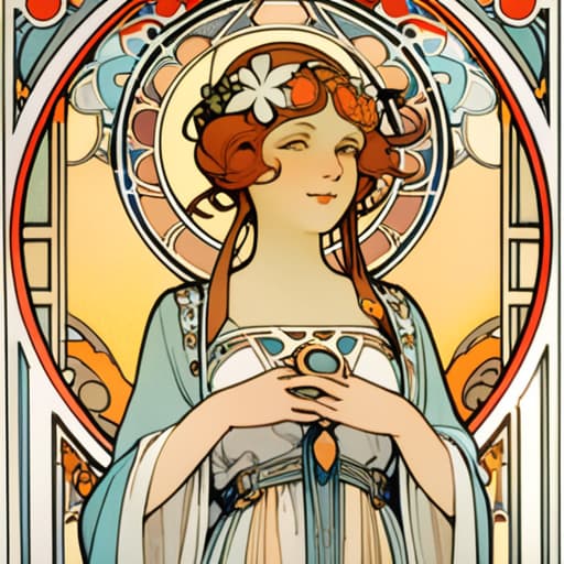  by Alphonse Mucha, 1 girl