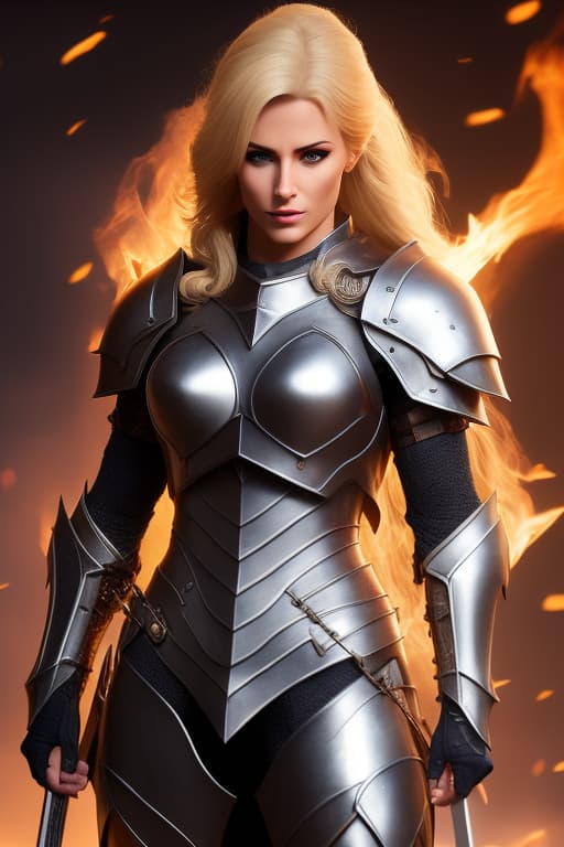  Midjourney style, midjpurney v4 style, Female Fantasy Paladin, Paladin Armor, Chainmail Armored Suit, Toned Female Muscle, Female Body Shape, Fit Female Body, 4KUHD, High Quality Resolution, 1080i, 1080p, Cinematic Quality, Detailed Face, Beautiful Face, Dramatic Lighting, Bokeh, Dark Fantasy Asthetic, Surrouded by Fire, Medieval Glowing Longsword, Close Up Face
[Medieval Character (SDXL)], high quality, highly detailed, cinematic lighting, intricate, sharp focus, f/1. 8, 85mm, (centered image composition), (professionally color graded), ((bright soft diffused light)), volumetric fog, trending on instagram, HDR 4K, 8K