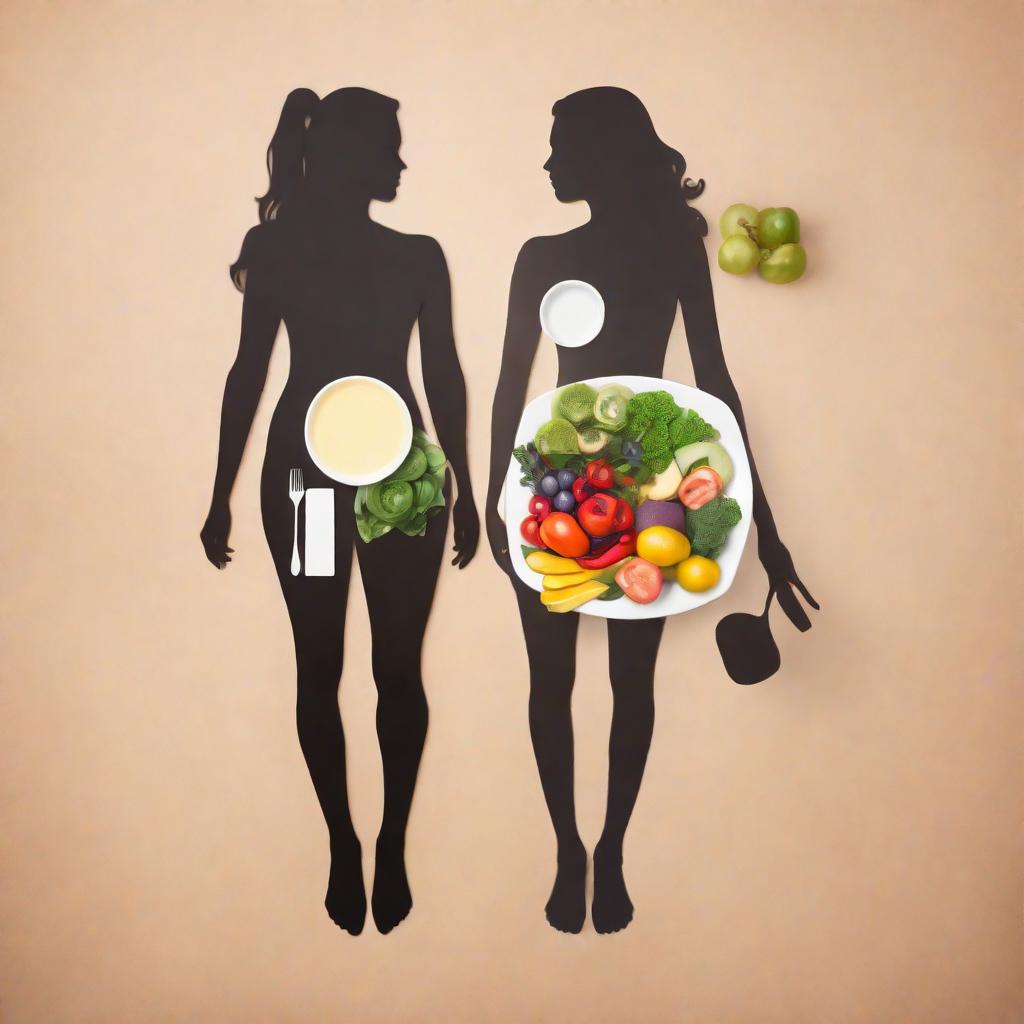  Include a before and after picture of a person's silhouette to represent transformation through healthy eating