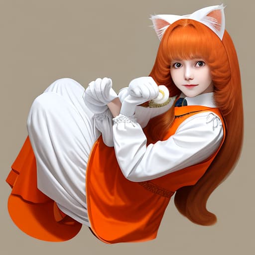  A long-haired white glove orange cat sister timid simple cute kitten