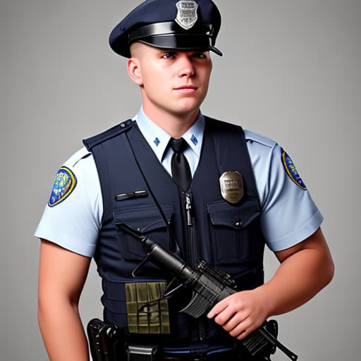  Portraight police trooper in a military vest