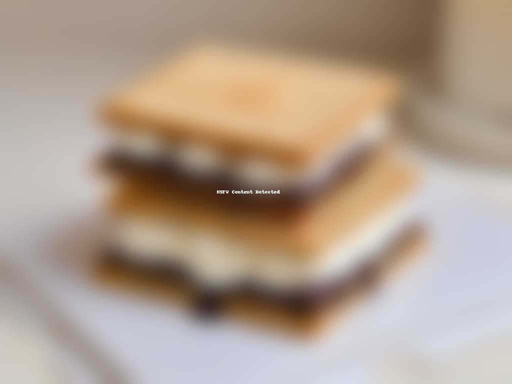  A closeup, ultradetailed image of a perfectly toasted marshmallow sandwiched between two graham crackers, with melted chocolate oozing out from the sides. The marshmallow is golden brown and has a slightly crispy exterior, contrasting beautifully with the smooth chocolate. The graham crackers are perfectly aligned, showcasing the layers of this classic s'mores treat in exquisite detail. hyperrealistic, full body, detailed clothing, highly detailed, cinematic lighting, stunningly beautiful, intricate, sharp focus, f/1. 8, 85mm, (centered image composition), (professionally color graded), ((bright soft diffused light)), volumetric fog, trending on instagram, trending on tumblr, HDR 4K, 8K