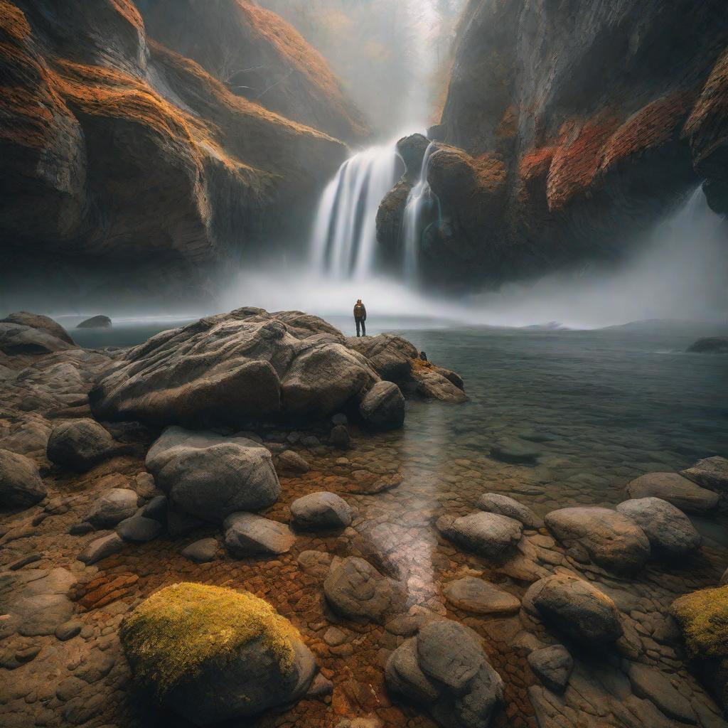  What's there at the Nemo point hyperrealistic, full body, detailed clothing, highly detailed, cinematic lighting, stunningly beautiful, intricate, sharp focus, f/1. 8, 85mm, (centered image composition), (professionally color graded), ((bright soft diffused light)), volumetric fog, trending on instagram, trending on tumblr, HDR 4K, 8K