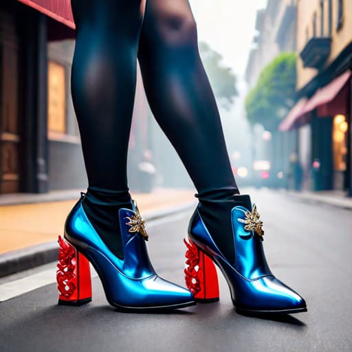  Funky shoes with ornate heels in the style of Balenciaga, Osamu Tezuka and Stan Lee, cinematic shot, intricate, photorealistic, artstation, realistic, 100 mm, photography, octane, high definition, depth of field, 8k hyperrealistic, full body, detailed clothing, highly detailed, cinematic lighting, stunningly beautiful, intricate, sharp focus, f/1. 8, 85mm, (centered image composition), (professionally color graded), ((bright soft diffused light)), volumetric fog, trending on instagram, trending on tumblr, HDR 4K, 8K