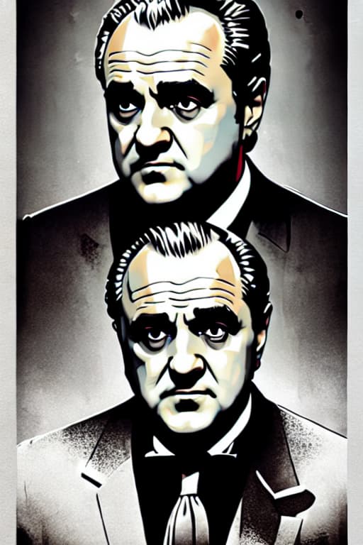 a photo of ddfusion style Design poster of a Vito Corleone by The Godfather, vector art, greyscale, perfect detailed, intricate, cinema lighting