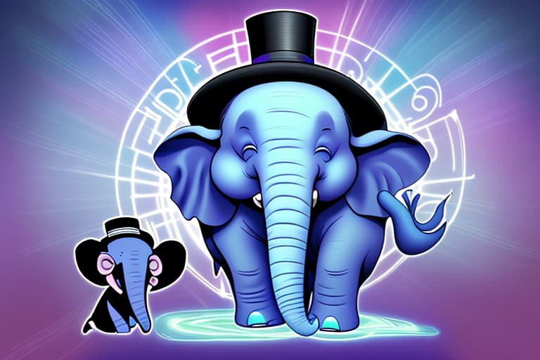  Flyer for magic act named it’s “only magic” . Also create cartoon elephant with top hat . On top hat write “ magic “ . Presenting magic For all ages and events . “Only Magic “teaches social emotional learning through amazement of magic