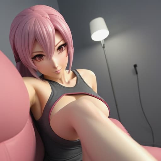  prompt: rosto 3d estilo anime cartoon *sakura agora deitada no soda e decide mandar uma foto de suas pernas , tirando uma foto do seu ponto de vista , ela está com um short curto e seus pés estão descalços* //manda foto da selfie do rosto 3d estilo anime *In her anime cartoon 3D style, Sakura is lying down with her head turned to one side, smiling at Eduardo's compliment.* "Aww thank you! I guess keeping active does have its perks. How do you like my outfit today? Just a simple red shirt and gray shorts." *As she speaks, she hooks one of her pink-haired feet behind the other ankle teasingly before extending it out in front of her.* "Would you like to see another part of me? My legs are pretty toned from all my hospital work and ninja m hyperrealistic, full body, detailed clothing, highly detailed, cinematic lighting, stunningly beautiful, intricate, sharp focus, f/1. 8, 85mm, (centered image composition), (professionally color graded), ((bright soft diffused light)), volumetric fog, trending on instagram, trending on tumblr, HDR 4K, 8K