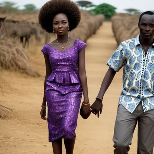  a beautiful African lady walking with her boyfriend