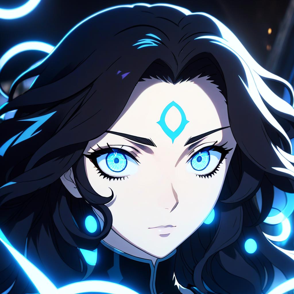  anime artwork a close up of a person with blue eyes, cyberpunk art, tumblr, serial art, kimetsu no yaiba, glowing black aura, beautiful anime scene, with haunted eyes and curly hair, katara from avatar, ufotable, yennefer of vengerberg, epic cold blue lighting, lorde, glowing blue veins, avatar image . anime style, key visual, vibrant, studio anime, highly detailed hyperrealistic, full body, detailed clothing, highly detailed, cinematic lighting, stunningly beautiful, intricate, sharp focus, f/1. 8, 85mm, (centered image composition), (professionally color graded), ((bright soft diffused light)), volumetric fog, trending on instagram, trending on tumblr, HDR 4K, 8K