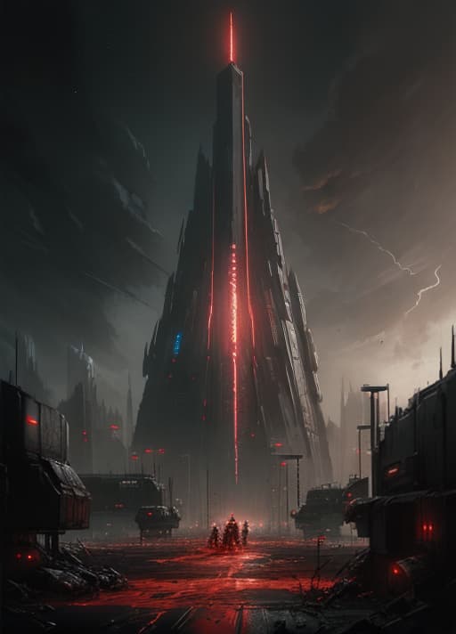  Dystopian future city, Mordor, spiderlily, cyberpunk horror painting, elegant intricate artstation concept art by craig mullins detailed, dark cosmic sky
