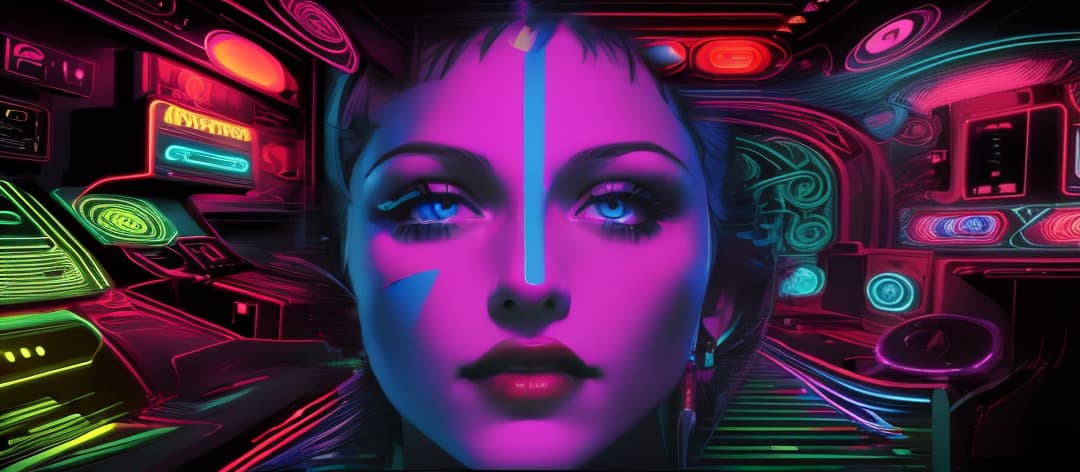  madonna,neon effects, (masterpiece, best quality, ultra-detailed), high contrast, highres, 4K, 8K