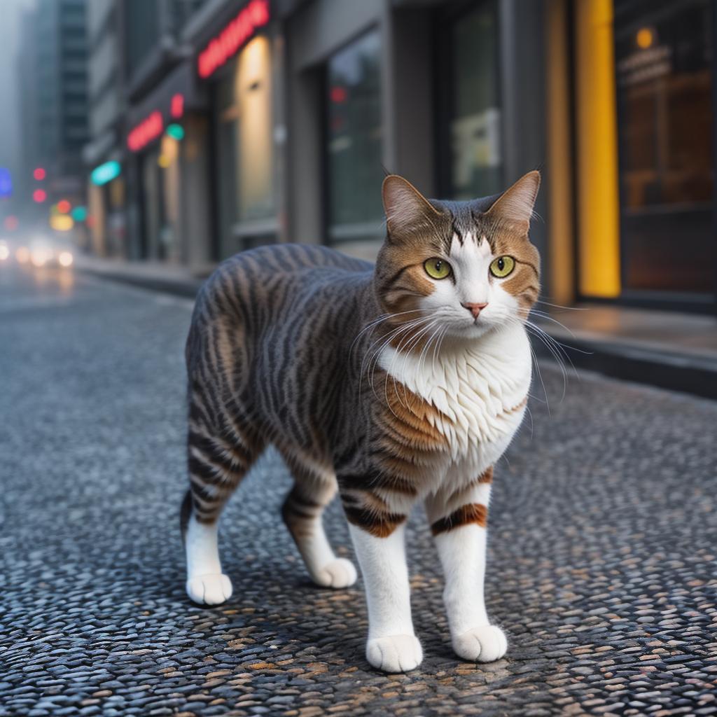  @PB_ImgGenBot Cat hyperrealistic, full body, detailed clothing, highly detailed, cinematic lighting, stunningly beautiful, intricate, sharp focus, f/1. 8, 85mm, (centered image composition), (professionally color graded), ((bright soft diffused light)), volumetric fog, trending on instagram, trending on tumblr, HDR 4K, 8K