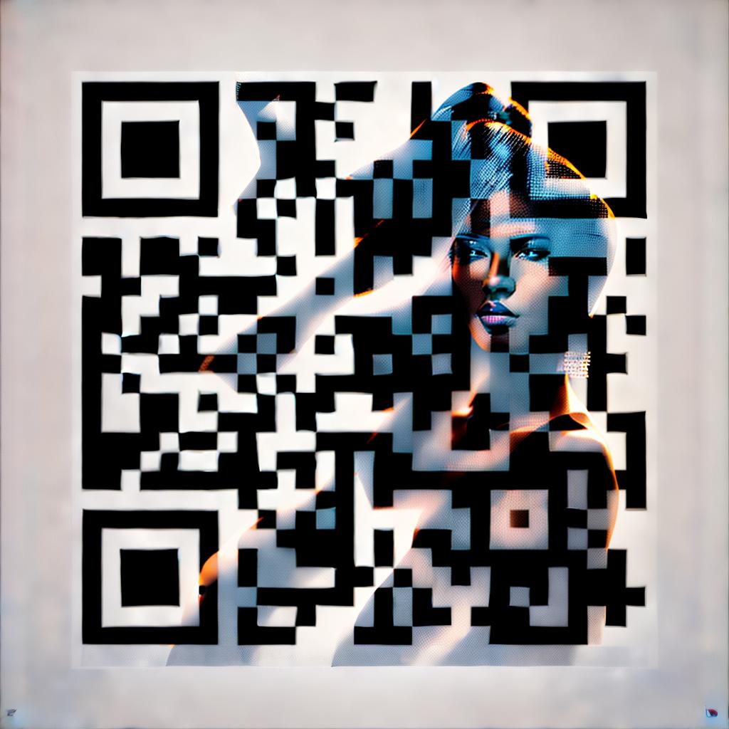  QR code integrated with the silhouette of a beautiful woman, high contrast, black and white, digital art, resolution 768x768 ar 1:1, high resolution, sharp focus, (perfect image composition), ((masterpiece)), (professionally color graded), ((bright soft diffused light))